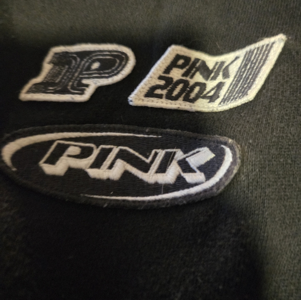 Black PINK Hoodie with Logo Patches - Picture 3 of 5